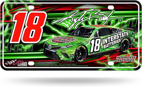 Rico Industries NASCAR Kyle Busch No. 18 Premium Metal Auto Tag - Full Size Front Plate - Weatherproof – Vibrant Logo/Sponsor-Colored Graphics - Show Your Driver Pride Tailgating and Around Town in Saudi Arabia