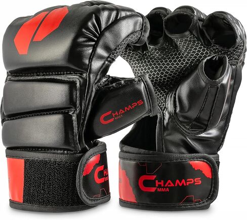 Champs MMA Gloves for Men and Women -Breathable UFC Gloves with Superior Wrist Support & Shock Absorption - Padded Kickboxing, Boxing, & Muay Thai Fingerless Gloves for Sparring in Saudi Arabia