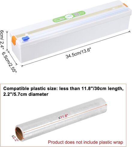uxcell Plastic Wrap Dispenser with Slide Cutter, Cling Wrap Dispenser and Organizer for Foil, Aluminum Foil Wrap Organizer, Green in Saudi Arabia