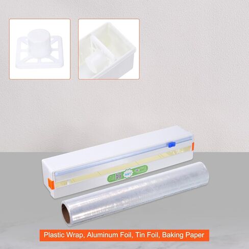 uxcell Plastic Wrap Dispenser with Slide Cutter, Cling Wrap Dispenser and Organizer for Foil, Aluminum Foil Wrap Organizer, Green in Saudi Arabia