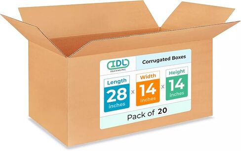 IDL Packaging Large Corrugated Moving Boxes 28"L x 14"W x 14"H (Pack of 5) - Excellent Choice of Sturdy Packing Boxes for USPS, UPS, FedEx Shipping - Easy-to-Recycle Cardboard Boxes for Packaging in Saudi Arabia
