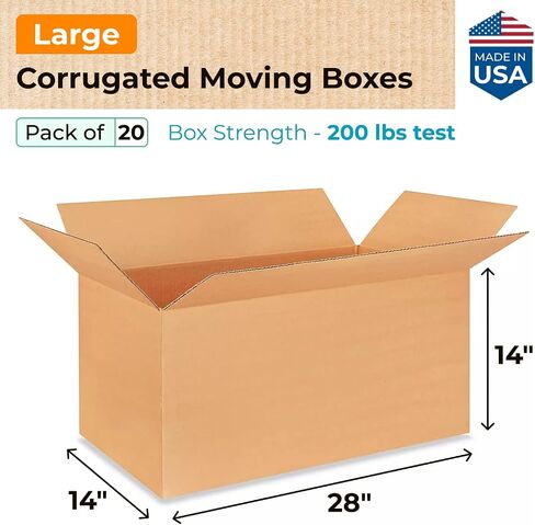 IDL Packaging Large Corrugated Moving Boxes 28"L x 14"W x 14"H (Pack of 5) - Excellent Choice of Sturdy Packing Boxes for USPS, UPS, FedEx Shipping - Easy-to-Recycle Cardboard Boxes for Packaging in Saudi Arabia