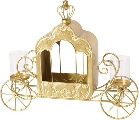 Cinderella Carriage Candle Holder, Princess Style Centerpiece, Gold Lacquered Iron, Tealight Holder, 20 Inches Long, (Not a Toy) in Saudi Arabia