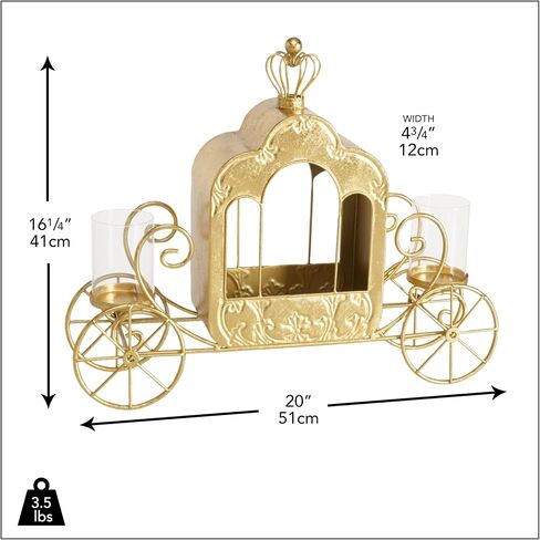 Cinderella Carriage Candle Holder, Princess Style Centerpiece, Gold Lacquered Iron, Tealight Holder, 20 Inches Long, (Not a Toy) in Saudi Arabia