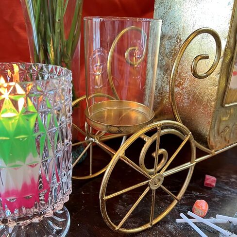 Cinderella Carriage Candle Holder, Princess Style Centerpiece, Gold Lacquered Iron, Tealight Holder, 20 Inches Long, (Not a Toy) in Saudi Arabia