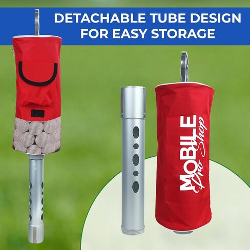 Golf Ball Retriever | Portable Golf Shag Bag | Collector with Detachable Aluminium Alloy/Plastic Tube with Pocket & Tee Holder Storage Picker in Saudi Arabia