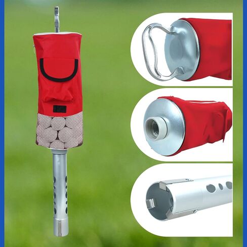 Golf Ball Retriever | Portable Golf Shag Bag | Collector with Detachable Aluminium Alloy/Plastic Tube with Pocket & Tee Holder Storage Picker in Saudi Arabia