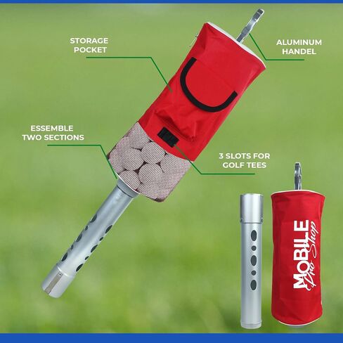 Golf Ball Retriever | Portable Golf Shag Bag | Collector with Detachable Aluminium Alloy/Plastic Tube with Pocket & Tee Holder Storage Picker in Saudi Arabia