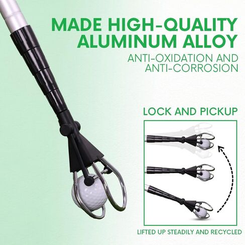 مسترد كرة الجولف | حقيبة الجولف المحمولة | جامع مزود بأنبوب من سبائك الألومنيوم/البلاستيك قابل للفصل مع منتقي تخزين للجيب وحامل المحملة in Kuwait