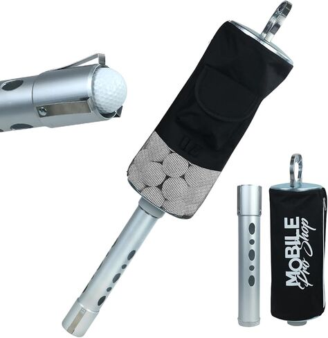 Golf Ball Retriever | Portable Golf Shag Bag | Collector with Detachable Aluminium Alloy/Plastic Tube with Pocket & Tee Holder Storage Picker in Saudi Arabia