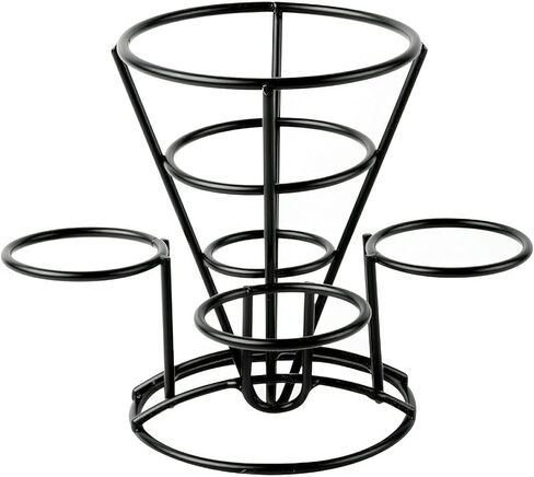 يحصل. Enterprises 4-361843 حامل قلي فرنسي مخروطي مع ثلاثة حاملات أكواب صلصة، حديد، أسود in Kuwait