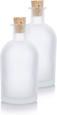 JUVITUS 8 oz / 240 ml Frosted Clear Glass Decorative Reed Diffuser Empty Bottle Container with Cork Stopper (2 pack) in Saudi Arabia