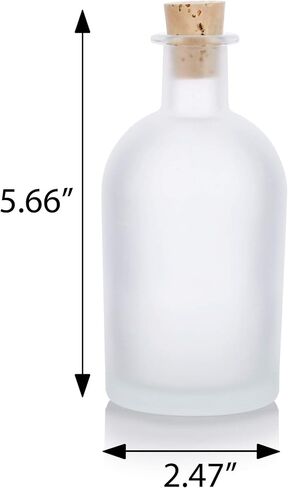 JUVITUS 8 oz / 240 ml Frosted Clear Glass Decorative Reed Diffuser Empty Bottle Container with Cork Stopper (2 pack) in Saudi Arabia