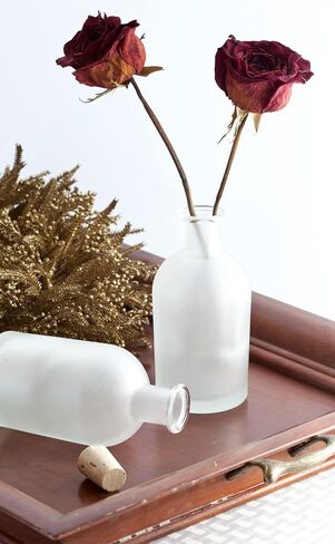JUVITUS 8 oz / 240 ml Frosted Clear Glass Decorative Reed Diffuser Empty Bottle Container with Cork Stopper (2 pack) in Saudi Arabia