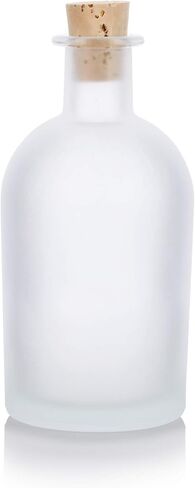 JUVITUS 8 oz / 240 ml Frosted Clear Glass Decorative Reed Diffuser Empty Bottle Container with Cork Stopper (2 pack) in Saudi Arabia