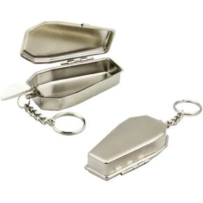 2pcs Coffin Shape Pocket Ashtray, Portable Pocket Ashtray, Mini Tinplate Ashtray with Key Chain Ash Holder for Home Car Indoor Outdoor