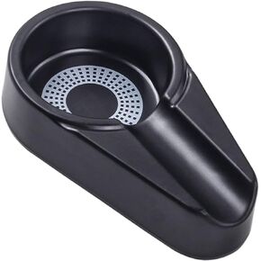 Portable Mini Cigar Ashtray, Ashtray Melamine Cigarette Cinder Holder Single Groove Soot Collector for Patio Outdoor Or Indoor (Black)