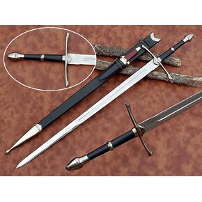 | The Lord of The Rings Sword Strider | Authentic Stainless Steel Sword | Hand Forged Steel Sword with Leather Handle | Wall Mounting Plaque & Scabbard Included | LOTR Collectors Piece