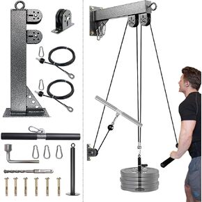 Fitness Wall Mount Pulley System, Weight Cable Pulley System for Gym, Lat Pull Down and Low Row Cable Machine, Cable Station Equipment