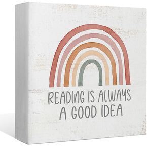 I am Kind I am Smart I am Brave Positive Self Affirmations Boho Rainbow Wood Box Sign Desk Decor,Rustic Summer Wooden Block Sign Decorations for Home Girls Room Dorm Office Wall Tabletop Shelf Decor