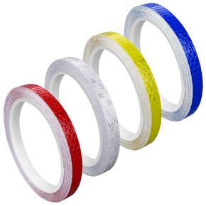 4 Rolls 8m X1cm Reflective Tape,Self-Adhesive Security Marking Reflective Waterproof Tape Fluorescent Tape Reflective High Visibility Stickers Safety Warning Tape for Vehicles Outdoor Helmets