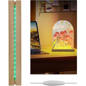 11.81 inch Wooden Led Light Display Pedestal, Rectangle Led Lights Display Base Wooden Lighted Base Stand Multicolor Wood Led Light Base Rectangle Led Light Display Base Stand (1Pc)