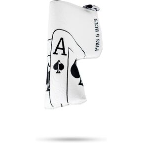 Pins & Aces Royal Flush Head Cover - Premium, Hand-Made Leather Headcover - Ace of Spades & Magnetic Closure, Tour Quality Golf Club Cover - Style and Customize Your Golf Bag (Blade)