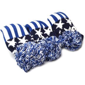 Golf Head Covers Blue for Driver and Fairway Woods Club with Long Neck Pom Pom Sock Knitted Proector 3Pcs/Set Golf Headcovers for Male/Female Golfers