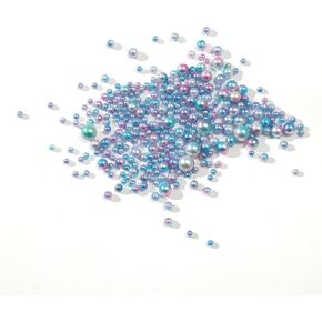 150 Pieces Gradient Undrilled ABS Art Faux Pearls for Vase Fillers 3-8mm No Hole Makeup Beads Mermaid Imitation Round Pearl Beads for Table Scatter Home Wedding Decoration (06)