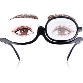 Makeup Glasses with Magnify Eye,Rotating Makeup Glasses for Women Makeup Essential Tool(Black 350)