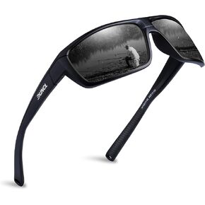 RUNCL Polarized Sports Sunglasses Billy Fishing Biking Driving(Black/Gray)