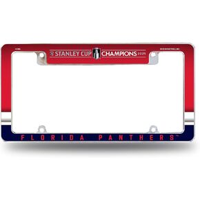 Rico Industries NHL Hockey Florida Panthers 2024 Stanley Cup Champs 12" x 6" Chrome All Over Automotive License Plate Frame for Car/Truck/SUV