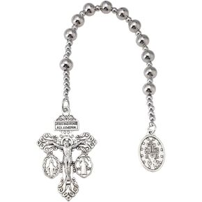 One Decade Pocket Rosary,Silver Small Rugged Rosary Beads for Men Catholic Gift,Milagrosa De La Virgen Maria Rosarios Catolicos Para Hombre,Pardon Crucifix La Cruz Del Perdon Catolica