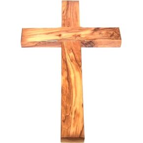 Holy Land Market Olive wood Cross from Bethlehem with a Certificate and Lord prayer card - 10 Inches