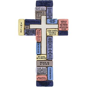 Inspirational Resin Wall Cross | Encouraging Words for Teenage Boys | Great Gift for 8th Grade Graduation, Confirmation, New School Year | Christian Home Decor