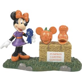 Department 56 Disney Village Halloween Pumpkintown Accessories Mickey Mouse Minnie Picks a Winner Figurine, 3 Inch, Multicolor