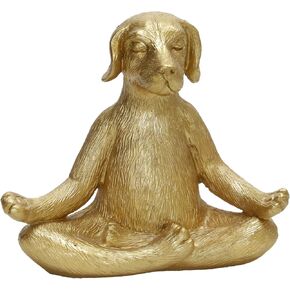 7" Yoga Meditation Dog Figurine - Gold Polyresin Decorative Statue for Home, Office, Patio, Garden, Indoor Decor, Yoga Studio, Yogi Gift Idea in Saudi Arabia