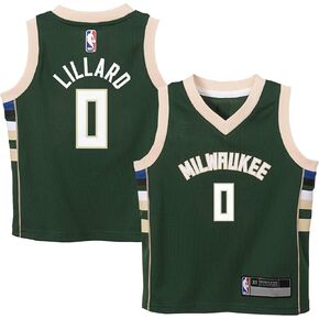 Damian Lillard Milwaukee Bucks NBA Boys Kids 4-7 Green Icon Edition Player Jersey in Saudi Arabia
