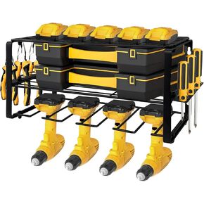 Power Tool Organizer,Utility Racks,Drill Holder Wall Mount Organizer,3 Layers Tool Rack Cordless Drill Holder with 4 Drill Holders Screwdriver/Plier/Hammer Holder Ideal for Power Tools