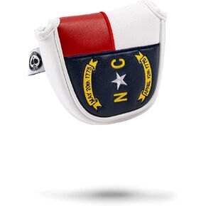 Pins & Aces North Carolina Tribute Premium Golf Club Head Cover - Premium, Hand-Made Leather Headcover - NC Flag Styled, Tour Quality Golf Club Cover - Style & Customize Your Golf Bag