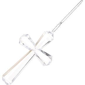 Nativity Scene Cross Crystal Cross Hanging Ornaments Crystal Holy Cross Figurine for Church Prayer Home Decor,glass Hanging Cross Ornament Christmas Tree Decor