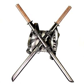 Fantasy Dual Samurai Swords Katanas with Back Carry Faux Leather Holder Sheath Frog. for Cosplay, Gifts, Collection, Outdoor Practice Swing