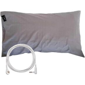 Grounding Pillowcase with 15 Feet Grounding Cord 20x30in, Organic Cotton Silver Fiber for Better Sleep (Grey)