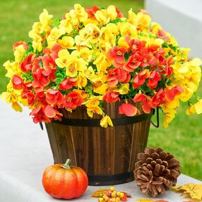 Ivydale Artificial Faux Pansies Plants Flowers for Outdoor Outside Decoration, Summer 12 Bundles Fake UV Resistant Pansy Silk Realistic Look for Pot Planter Front Door Garden Porch Patio Yard