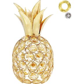 SmilingTown Pineapple Table Centerpiece Decor Handmade Crystal Hollow Fruit Ornament Decor Home Party Camping Wedding Festival Bar Decor (Gold, Pineapple)