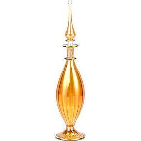 Egyptian Perfume Bottle large size 9 in. honey color oval shape handmade in Egypt For your perfume, essential oils, Egyptian decoration or party table centerpiece