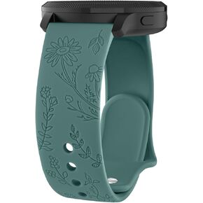 Meliya for Garmin Forerunner 245/245 Music Band, Forerunner 645/645 Music Band, Forerunner 55/158 Band, 20mm Flower Engraved Replacement Band for Vivoactive 5/Vivoactive 3/Vivomove/Venu Sq Band