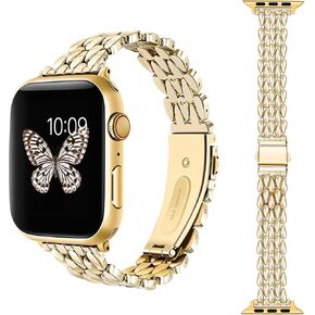 HANDODO Watch Band 38mm 40mm 41mm 42mm 44mm 45mm 49mm Compatible With Apple Watch 9 8 7 6 5 4 3 2 1 SE SE2 Ultra Ultra2 iWatch,Luxury Wristband Bracelet Fashion Metal iWatch Replacement Strap