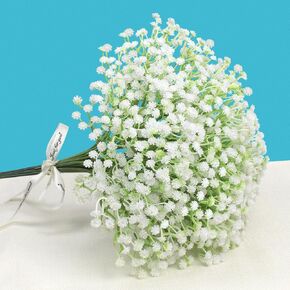 40 Pcs Babys Breath Artificial Flowers Real Touch Faux Babies Breath Gypsophila Bouquet for Wedding Floral Arrangement Party Home Decoration (White)