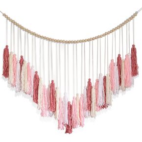 Boho Macrame Wall Hanging,Large Purple Cotton Tassel Garland Colorful Birthday Decor Party Backdrop Christmas Decor for Bedroom,Nursery,Play Room,Baby Shower,Girls Room Decor,Purple Wall Decor